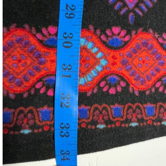 Y2K Boho Paisley Tunic Dress L Black Red Purple Long Sleeve Empire Waist Retro - Picture 10 of 11